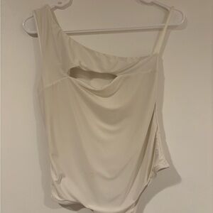 Ivory One-Shoulder Cutout Tank Top